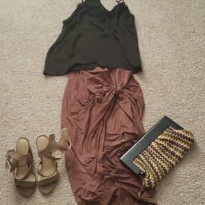 Twist front hi-low skirt